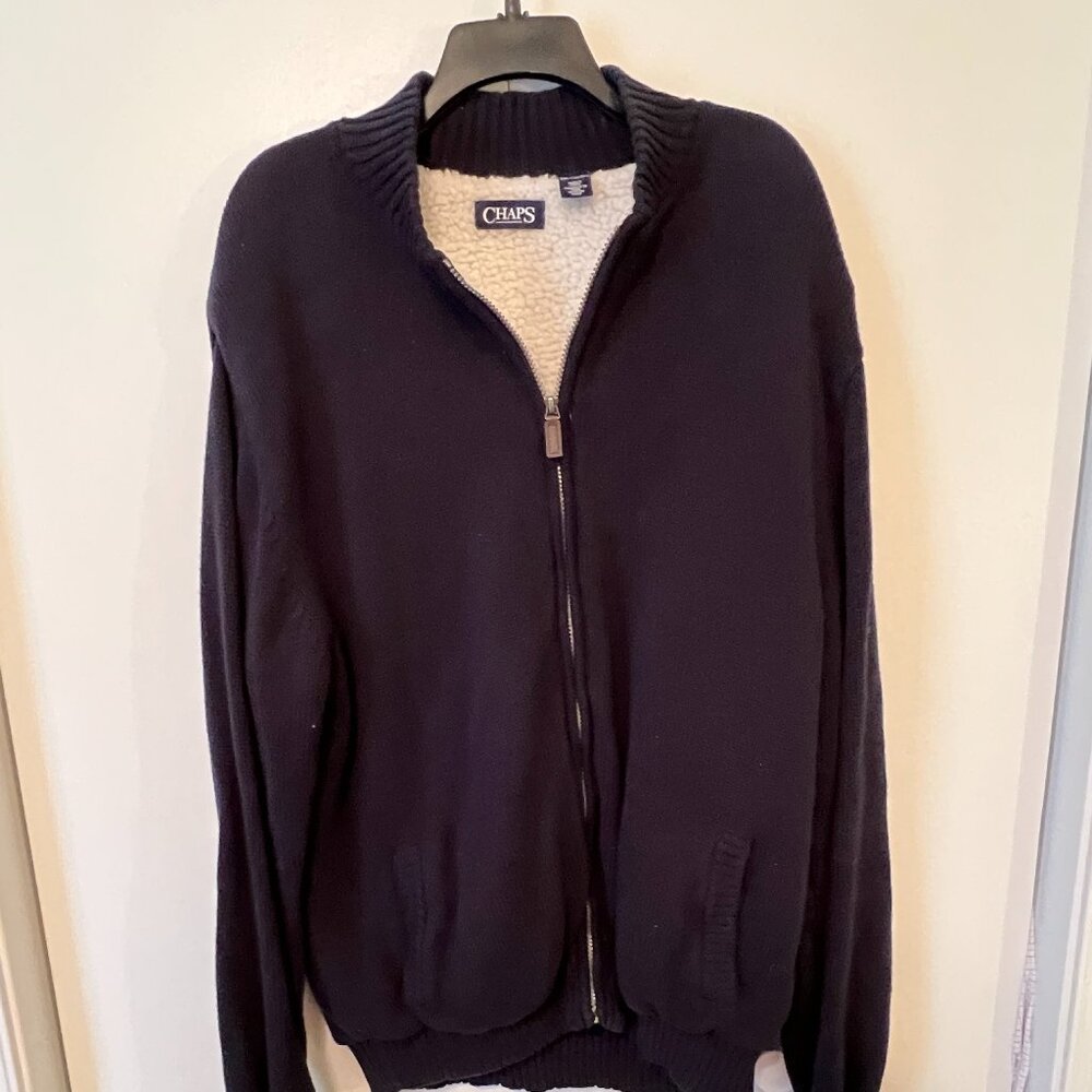 Men's Chaps Sweater Jacket, Zip Front, Size XXL